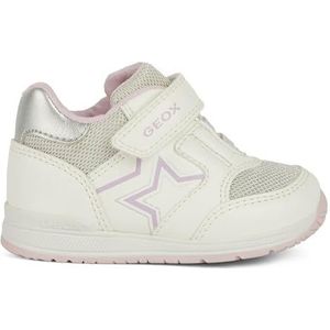 Geox B Rishon Girl A Sneakers voor meisjes, wit-roze., 22 EU