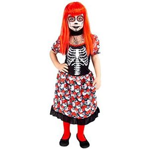 Rubies Katrinita Mooi kostuum voor meisjes, jurk met doodskop print, origineel Halloween, carnaval, verjaardag