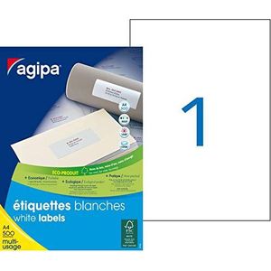 agipa Adresetiketten, 210 x 297 mm, wit VE=