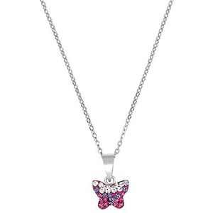 Amor collier met hanger 925 sterling zilveren meisjes kinder collier, met preciosa, 35+3 cm, zilver, vlinder, Wordt geleverd in sieraden geschenkverpakking, 2021573