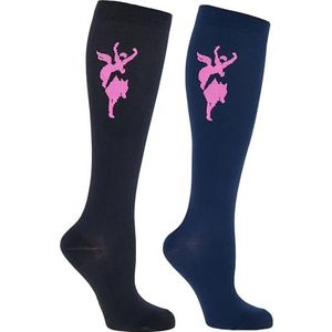 Covalliero Compressie-rijkousen Janne black/darknavy, 2-pack, 34-36, donkerblauw, 34-36 Grote maten