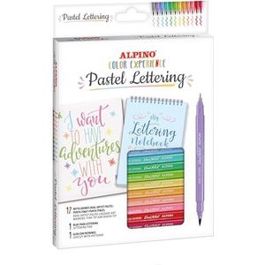 Alpino - Pastelletterset met 12 Dual Artist-markeerstiften, 1 notitieboek en 1 handleiding met patronen, kleurvariëteit, grenzeloze creativiteit, creatieve lettering