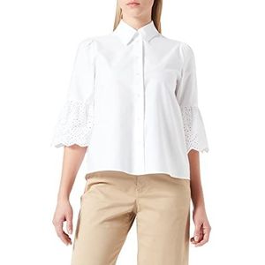 Seidensticker Dames regular fit blouse met korte mouwen, wit, 46, wit, 46