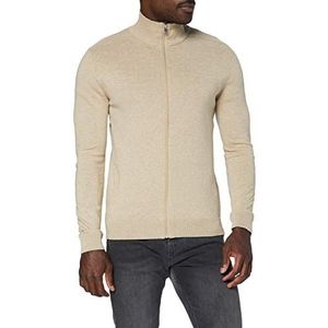 SLHBERG Basic gebreide jas voor heren, effen, katoen, cardigan met ritssluiting en lange mouwen, Kelp, XXL