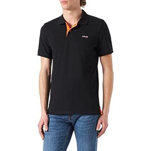 Schott NYC Poloshirt met korte mouwen voor heren, zwart/oranje, L