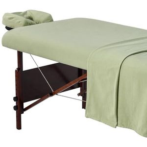 Master Massage flanel set van 3 overtrek hoeslaken, lakens, kussensloop voor massagebed salon katoen - mint