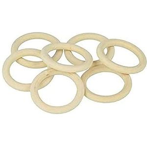 Artemio 21005035 Set van 7 ronde ringen om te versieren, hout, Beige, 9 x 1,5 x 13 cm