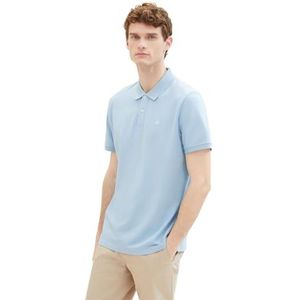 TOM TAILOR Basic Piqué poloshirt voor heren, 32245 - Washed Out Middenblauw, M