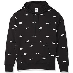 Nike FB7434-010 M NK Club+ BB PO Hoodie AOP shirt met lange mouwen heren zwart/wit maat M