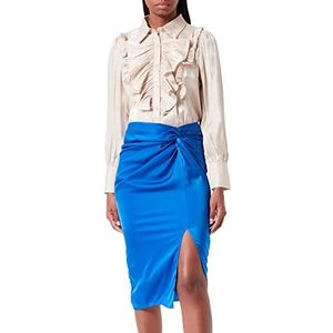 Pretty Darling Vrouwen kobaltblauw satijn Twist Open Drop Front Midi Rok, 12, Blauw, 38