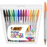 BIC Cristal Multicolour Balpennen Brede Punt (1,6 mm) - Verschillende Kleuren, Pak van 15 Stuks