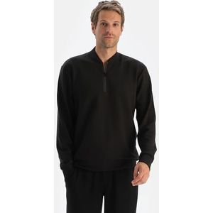 Dagi Heren Black Modal Half Zip Sweatshirt, 2XL, zwart, XXL