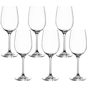 LEONARDO HOME Leonardo Ciao, witte wijnkelk met getrokken steel, vaatwasmachinebestendige wijnglazen, set van 6, 370 ml, 061447, helder, 6 stuks (1 stuk), 6 stuks