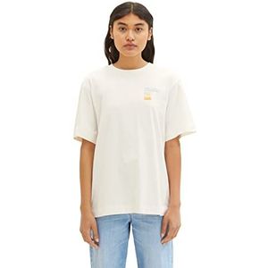 TOM TAILOR Denim Oversized T-shirt voor dames met print, 10348 - Gardenia White, XL