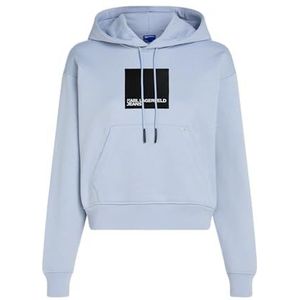 Karl Lagerfeld Jeans, Dames, Box Logo Hoodie, Regular Fit, Blauw, L