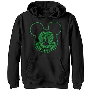 Kids' Disney Classic Mickey Micky Shamrocks Youth Pullover Hoodie, Black, Small, zwart, S