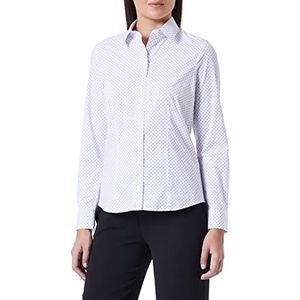 Seidensticker Damesblouse - modieuze blouse - regular fit - getailleerd - stretch - hemd blouse kraag - gemakkelijk te strijken - lange mouwen, wit, 36
