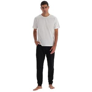 Dagi Joggingbroek met normale taille voor heren, gebreid, enkele bodem pyjama, Zwart, XL