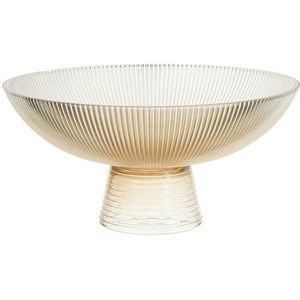 HOME DECO FACTORY, KA0496, Fruit bowl on foot in amber glass, elegant and versatile design, ideal for fruits and salads, capacity 11L, easy to maintain, size 11L, orange color
