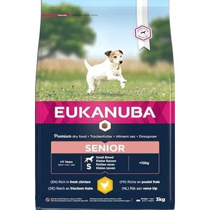 Eukanuba Senior Droog voer voor oudere kleine honden met verse kip, 3 kg