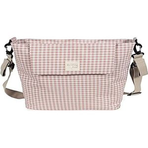 Walking Mum. I Love Vichy luiertas voor kinderwagen, schoudertas, roze, 42 x 36 x 13 cm