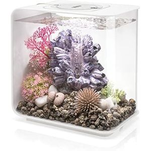 BiOrb FLOW 15 LED aquarium, 15 liter aquarium, complete set met LED-verlichting en gepatenteerd filtersysteem, acryl wastafel in wit