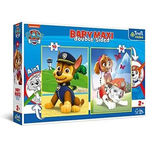 Trefl Primo - PAW Patrol Team - 4in1: puzzel 2x10 grote elementen, twee kleurplaten op de achterkant, kleurrijke puzzel met de helden van het Paw Patrol-sprookje, leuk voor kinderen vanaf 2 jaar