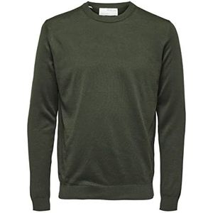 SELECTED HOMME SLHTOWN Merino Coolmax Knit Crew B NOOS Pullover Forest Night, L, Forest Night, L