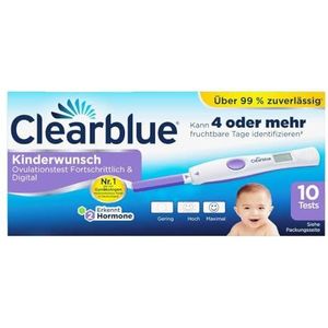 Clearblue vruchtbaarheid ovulatietestkit, 10 tests + 1 digitale testhouder, vruchtbaarheidstest voor vrouwen / ovulatie, geavanceerd en digitaal (test 2 hormonen), sneller zwanger worden