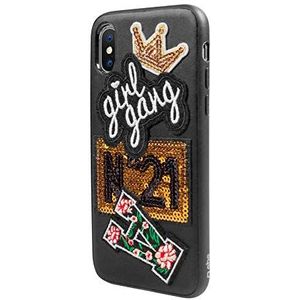 Beschermhoes voor iPhone X/Xs, motief Girl Gang, zwart