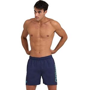 ARENA Fundamentals Logo Boxer R Swim Trunks, Navy-Turquoise, M Men's, Navy-turquoise, M