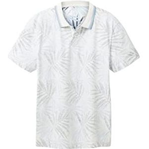 TOM TAILOR Poloshirt voor heren met allover-print, 31838 - Lichtblauw Tonaal Blad Design, XL