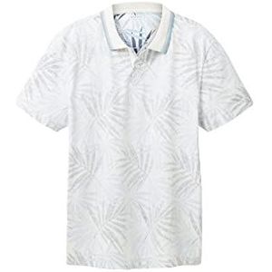 TOM TAILOR Poloshirt voor heren met allover-print, 31838 - Lichtblauw Tonaal Blad Design, XL