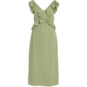 Vielke V-hals S/L Midi Dress/Dc/R, sage, 36