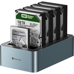 Yottamaster 5-bay Offline Klonen Harde Schijf Docking Station Aluminium voor 2,5/3,5 inch, USB 3.2 Gen1 SATA SSD/HDD Docking Station met 12V 6,5A voeding, ondersteunt 5x18TB Max.