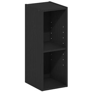 Furinno Fulda 2-laags ruimtebesparende opbergplank, boekenkast, 20 cm breed, zwart hout