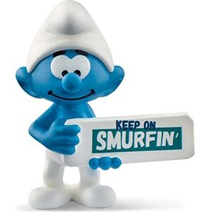 schleich de Smurfen Smurf met bord, vanaf 3 jaar, 20843 - Speelfiguur, 5 x 3 x 5 cm