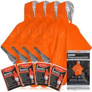 aZengear - Emergency Survival Poncho - Thermische Mylar Folie - Waterdicht - 4 stuks