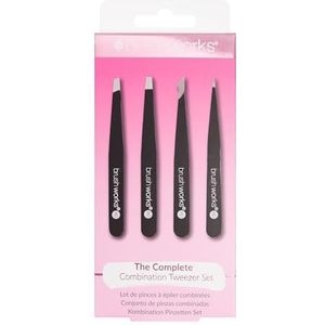 Brushworks HD combinatie pincet 4-delige set, zwart, zwart