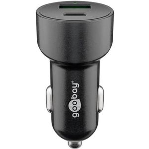 Goobay 61739 Dual USB autolader/snellader USB 3.0 en USB-C/sigarettenaanstekeradapter voor in de auto met stroomtoevoer 45 W bij 12-24 V