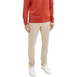 TOM TAILOR Piqué chinobroek voor heren, slimfit, joggerstijl met elastische tailleband, 29114-beige Pique Melange, 36W x 32L
