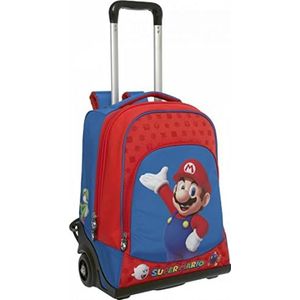 Supermario Trolley rugzak met gevoerde, verstelbare schouderbanden, vak en voorvak met ritssluiting, rugzak voor meisjes en kinderen, ideaal als rugzak voor middelbare en basisschool, 36 x 47 x 23 cm,