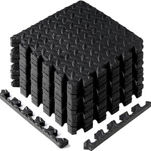 Yes4All KAL0 Mat 12m² in elkaar grijpende vloer, 12 vierkante voet (12 tegels) -zwart, x 12''