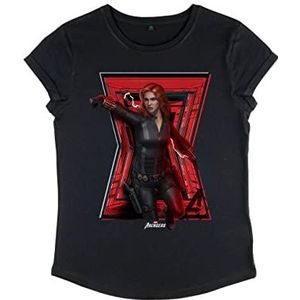 Marvel Dames Widow Maker Roll Sleeve T-Shirt, Zwart, S, zwart, S