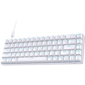 TMKB Mechanische Gaming Toetsenbord, T68se 60% Procent Toetsenbord met USB-Kabel, Anti Ghosting QWERTY Layout Mini Rode Schakelaars Toetsenbord voor PC Windows/Mac OS, Wit