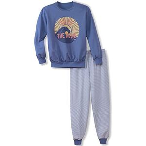 CALIDA Jongens Boys Wave Pyjamaset, Marine Water Blue, 140