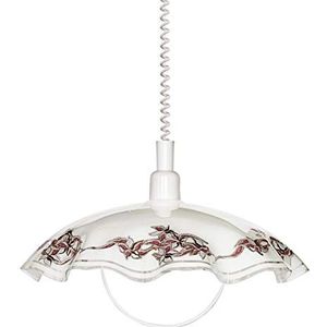 EGLO Hanglamp Vetro, hanglamp met spiraalkabel, in hoogte verstelbaar, klassieke hanglamp voor eettafel van gesatineerd glas, kunststof, wit, paars, z