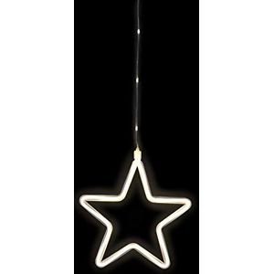 Idena 30199 - LED decoratieve licht ster in warm wit, 6 uur timerfunctie, werkt op batterijen, met zuignap, ca. 23 x 23 cm groot, voor binnen en buiten, als vensterafbeelding en sfeerlicht