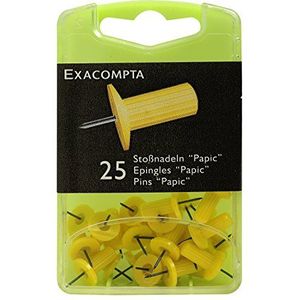Exacompta - Ref 14903E - Ronde koppennen (verpakking van 25) - 7mm breedte x 10mm hoogte in grootte - Geschikt voor prikborden of kurkborden in kantoren, huizen en bedrijven - geel