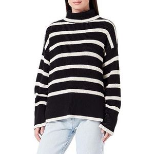 MAMALICIOUS Pcjune Ls Roll Neck Knit voor dames, Zwart/Strepen: berk, XS